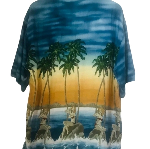 Vintage Campia Moda XL Mens Hawaii Bikini Girls and Palm tree rayon shirt - Picture 3 of 15